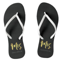 Elegante Faux Gold Name Mrs Black Stripes