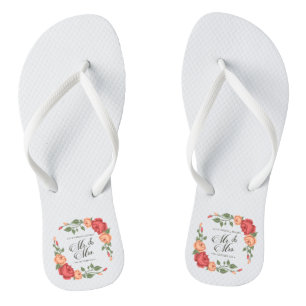 Chanclas Elegante floral Sr. y Sra. Boda  Flip Flops