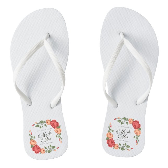 Chanclas Elegante floral Sr. y Sra. Boda| Flip Flops (Plantilla)