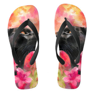 Chanclas Elegante floreciente Floral Wild Panther Negro