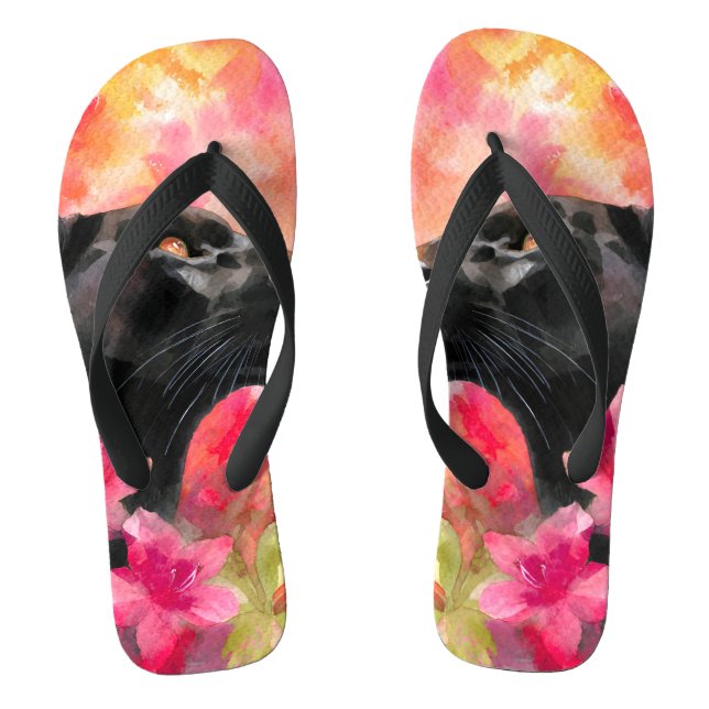 Chanclas Elegante floreciente Floral Wild Panther Negro (Plantilla)