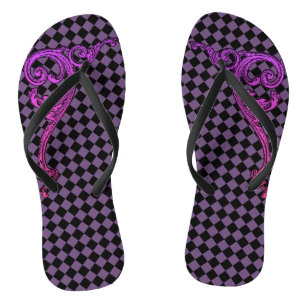 Chanclas Elegante Gótico Púrpura Swirl Diseño Flip Flips