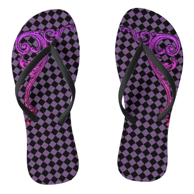 Chanclas Elegante Gótico Púrpura Swirl Diseño Flip Flips (Plantilla)