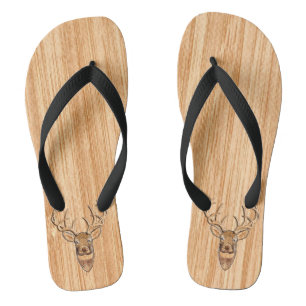 Chanclas Elegante Grano de madera de lino blanco de cabeza 