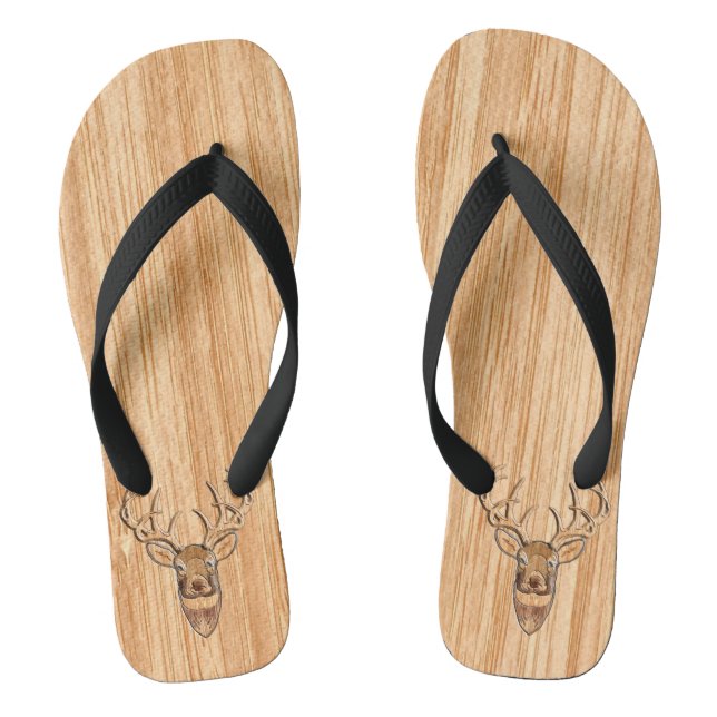 Chanclas Elegante Grano de madera de lino blanco de cabeza  (Plantilla)