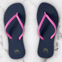 Elegante minimalista Monograma Marina Azul Oro Est