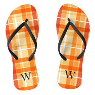Chanclas Elegante monograma de cuadros escoceses naranja am