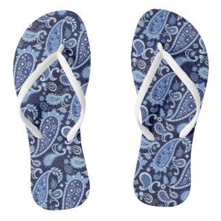 Chanclas Elegante Paisley Floral Azul de la Marina