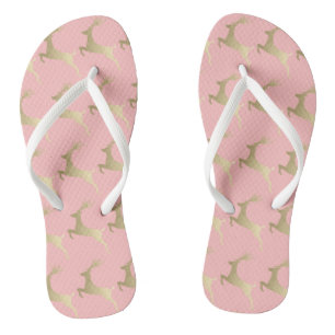 Chanclas Elegante patrón de renos de Navidades rosados dor