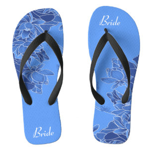 Chanclas Elegante patrón floral azul Boda novia