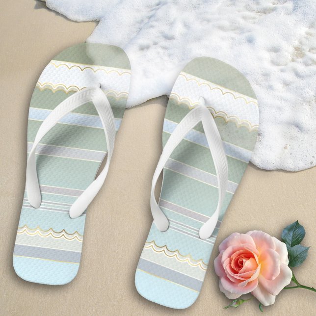 Chanclas Elegante playa rayada dorada pastel (Subido por el creador)