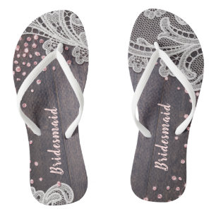 Chanclas Elegante purpurina rústica de madera lacada de Lac