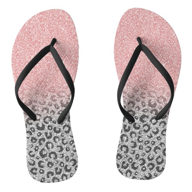 Chanclas Elegante Rosa dorado Purpurina Leopardo Imprimir (Plantilla)