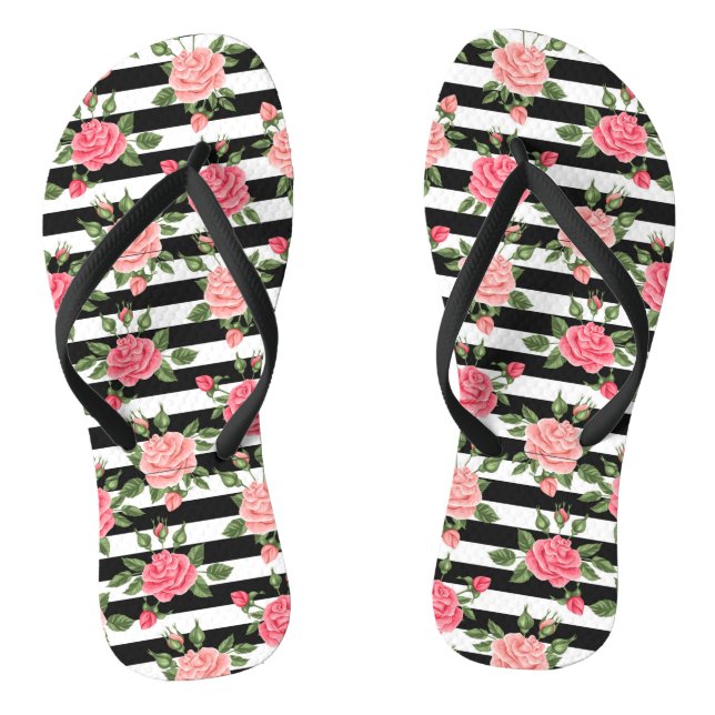 Chanclas Elegante Rosa floral moderno Flip Flops (Plantilla)