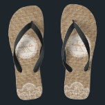 Chanclas Elegante Shabby Rústico Burlap Boda Monograma<br><div class="desc">Este bonito "Elegante Shabby Rustic Burlap Lace Boda Monograma Diseño Único y Elegante" Flip Flop es definitivamente un regalo genial para usted o sus amigos en esta temporada de verano. (Puede agregar texto,  monograma o nombre a este diseño haciendo clic en el botón Personalizar)</div>
