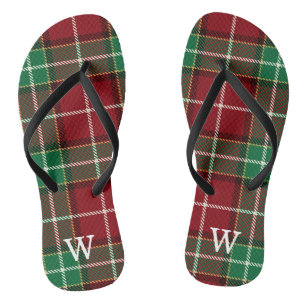 Chanclas Elegante tartán de cuadros verdes y rojos Personal