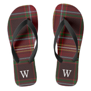 Chanclas Elegante tartán verde y rojo Personalizado 