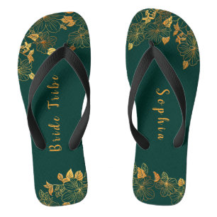 Chanclas Elegante tribu de novias Foliage verde esmeralda y