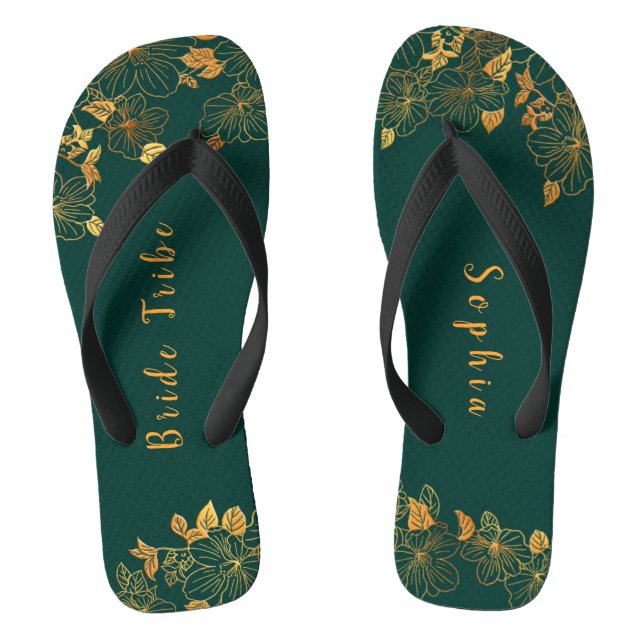 Chanclas Elegante tribu de novias Foliage verde esmeralda y (Plantilla)