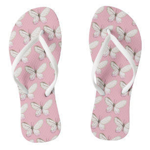 Chanclas Elegantes mariposas rosadas flechas de torneado