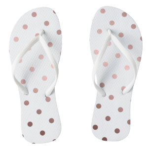 Chanclas elegantes puntos de polka de oro rosa claro