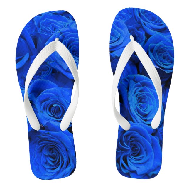 Chanclas Elegantes rosas azules flores azules florales azul (Plantilla)