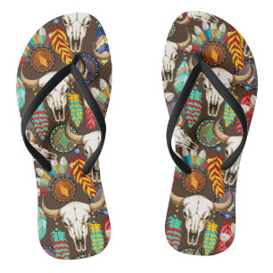 Chanclas Emblema de cráneo de búfalo nativo americano