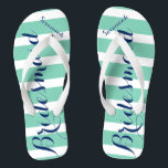 Chanclas Empleada doméstica de honor rojo y menta<br><div class="desc">Patrón de rayas rojas y de menta de mostaza - Cambie a cualquier color haciendo clic en personalizar. Y di lo que quieras. Haz de estos unos pequeños "flops" que tengan tu mensaje. ¡Habla de la playa!</div>