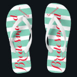 Chanclas Empleada doméstica de honor rojo y menta<br><div class="desc">Patrón de rayas rojas y de menta de mostaza - Cambie a cualquier color haciendo clic en personalizar. Y di lo que quieras. Haz de estos unos pequeños "flops" que tengan tu mensaje. ¡Habla de la playa!</div>