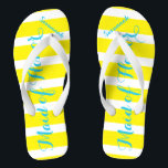 Chanclas Empleada doméstica de honor turquesa y amarillo<br><div class="desc">Primrose Blazing Yellow Elegance and White Stripes with Turquoise Aqua Blue Font - Change Yellow and Verde azulada Font to Any Color haciendo clic en personalizar/edit. Y di lo que quieras. Haz de estos unos pequeños "flops" que tengan tu mensaje. ¡Habla de la playa! damas de honor, despedida de soltera,...</div>