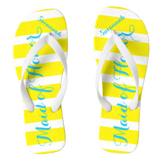 Chanclas Empleada doméstica de honor turquesa y amarillo