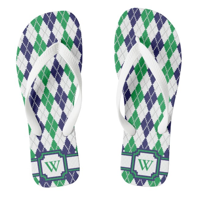 Chanclas En el verde argyle Flip Flops (Plantilla)