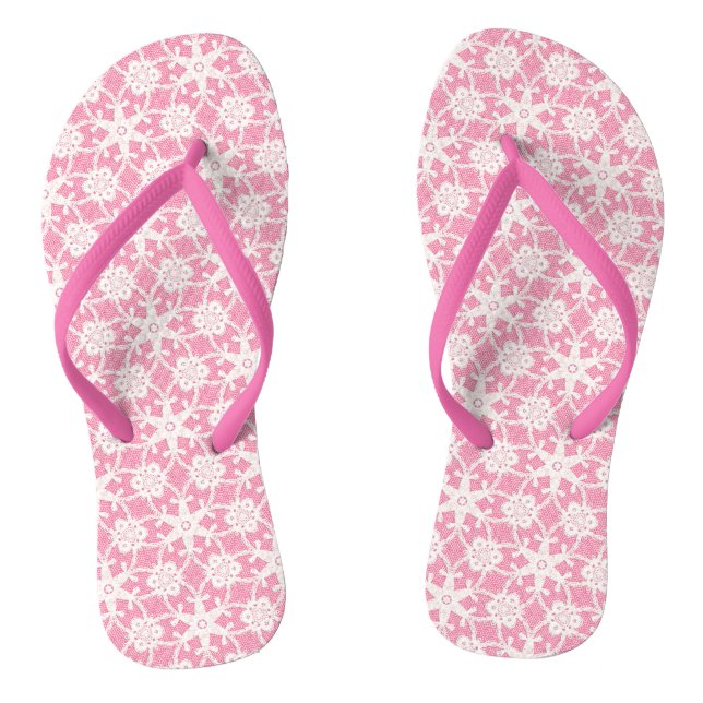Chanclas Encaje antiguo - blanco y rosa (Plantilla)