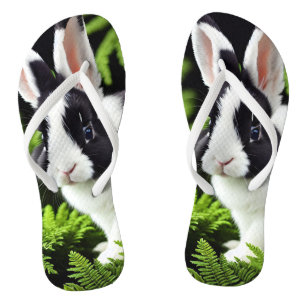 Chanclas "Encanto Clásico: El Conejo Negro y Blanco"