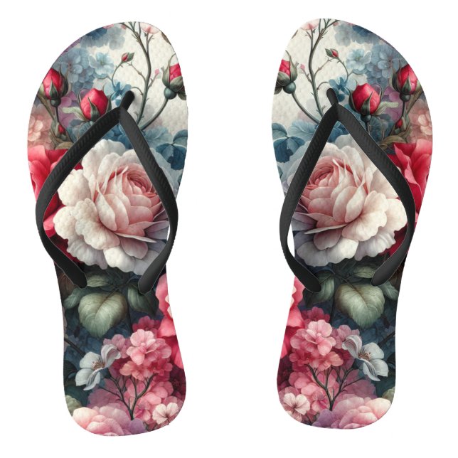 Chanclas Encanto Floral Rosa Atemporal (Plantilla)