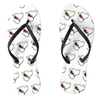 Chanclas Enfermera Floral Stethoscope Flip Flops
