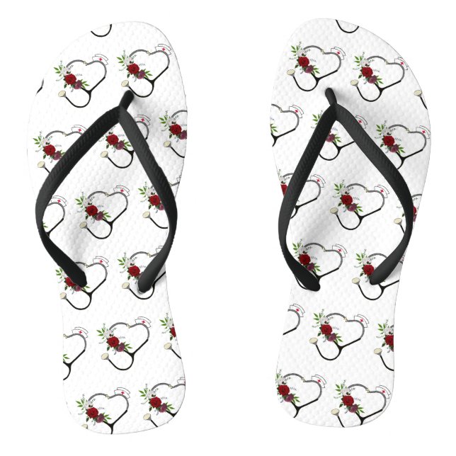Chanclas Enfermera Floral Stethoscope Flip Flops (Plantilla)