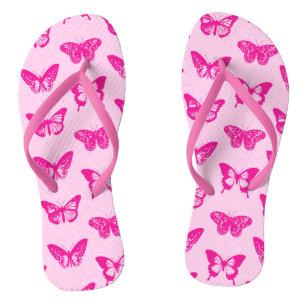 Chanclas Esbozo de mariposa, rosa claro y fucsia