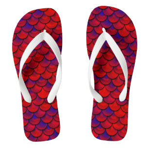 Chanclas Escalas rojas y púrpura caídas