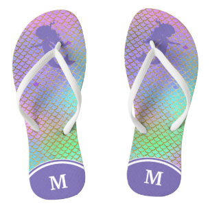 Chanclas Escama de pez sirena azul Monograma