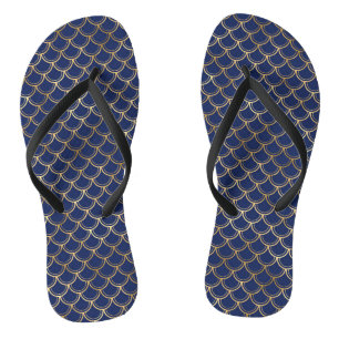 Chanclas Escamas de sirena de oro azul marino