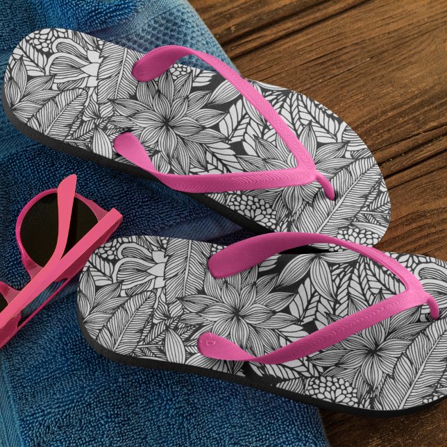 Chanclas Escape tropical negro y blanco (Subido por el creador)