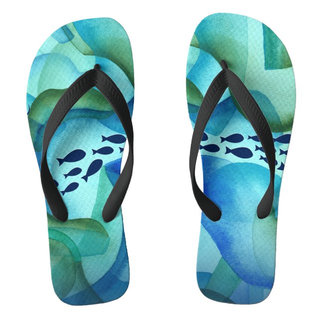 Chanclas Escudo Fish Ocean Watercolor Flip Flops (Plantilla)