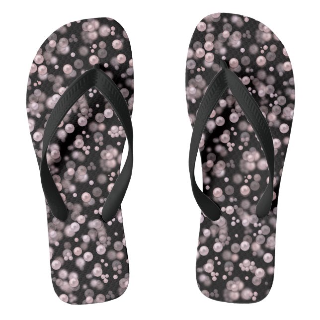 Chanclas Esparcimiento de perlas rosas y blancas en velv ne (Plantilla)