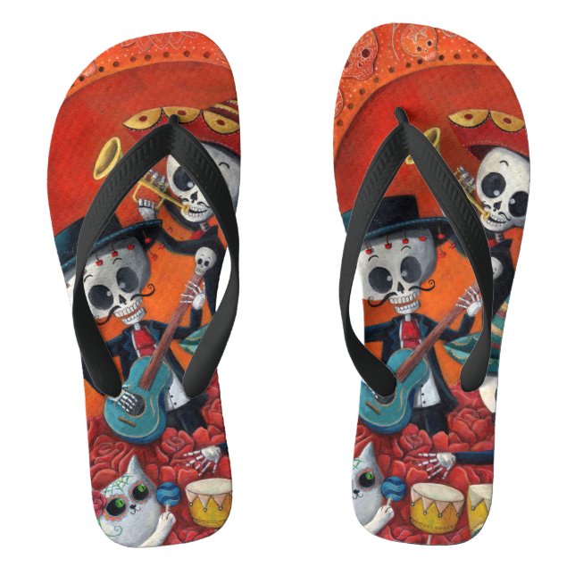 Chanclas Esqueleto del Día de los Muertos Trio Mariachi (Plantilla)