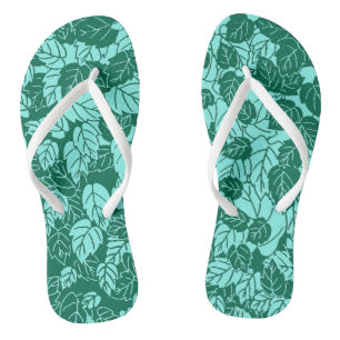 Chanclas Estampa de hoja japonesa, turquesa y aqua