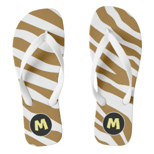 Chanclas Estampado animal bonito inicial l Marrón y blanco