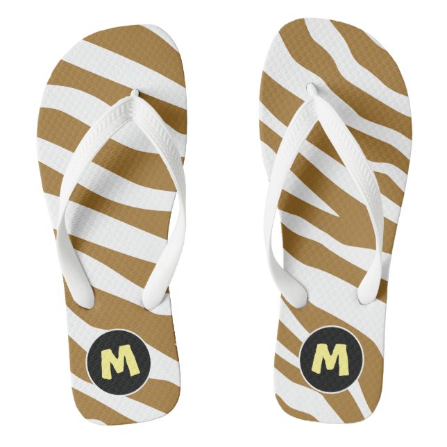 Chanclas Estampado animal bonito inicial l Marrón y blanco (Plantilla)