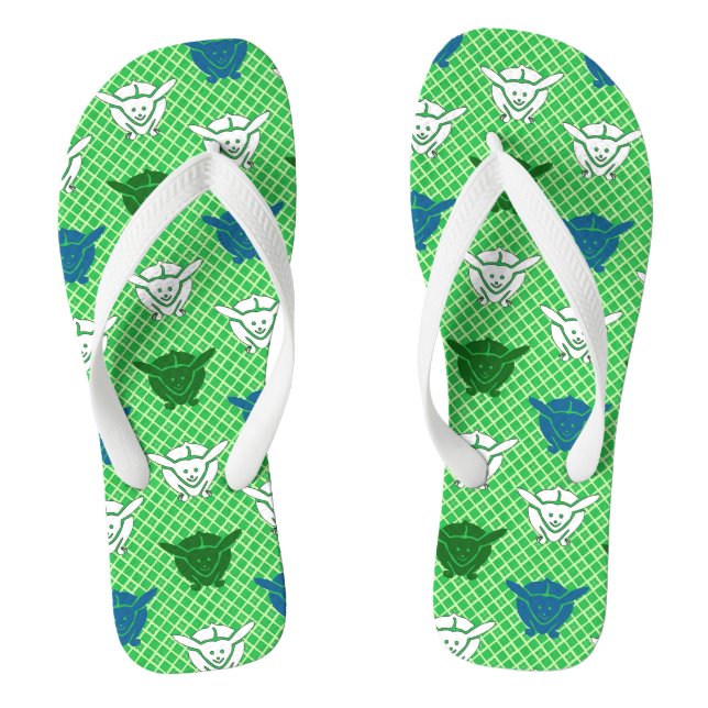 Chanclas Estampado de conejo japonés, verde, azul y blanco (Plantilla)