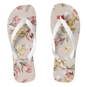 Chanclas Estampado de flores abstracto 3 de la elegancia